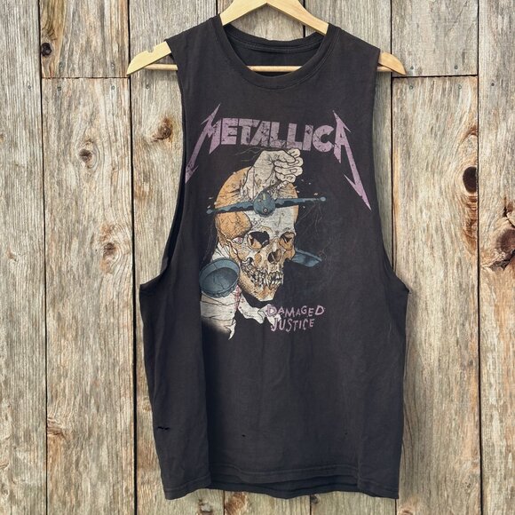 Vintage Thrashed Worn Damaged Justice Oversized Sleeveless t shirt RARE - Picture 2 of 4